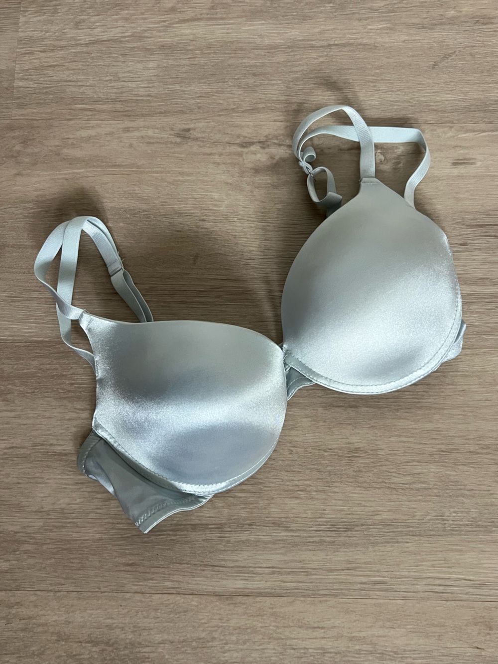 Honeydew Intimates Satin Push-Up Bra in Light Silver Blue 34B